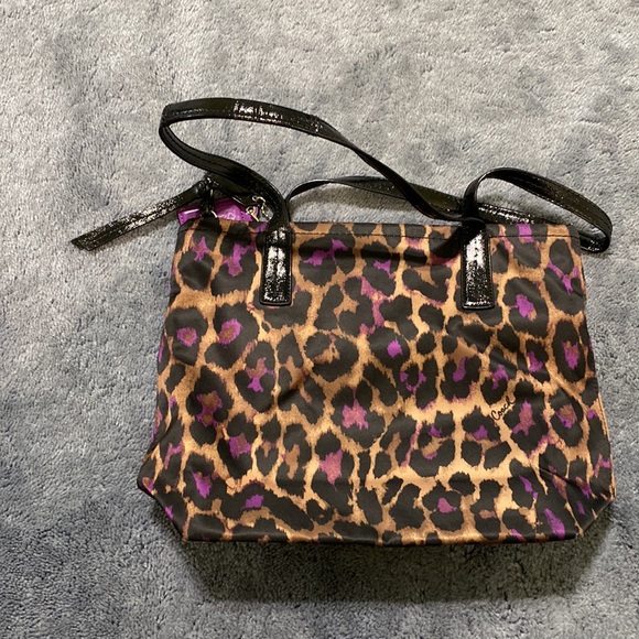 Coach Violet Purple Ocelot Signature Leopard Print Bag - Great Condition - Picture 2 of 9